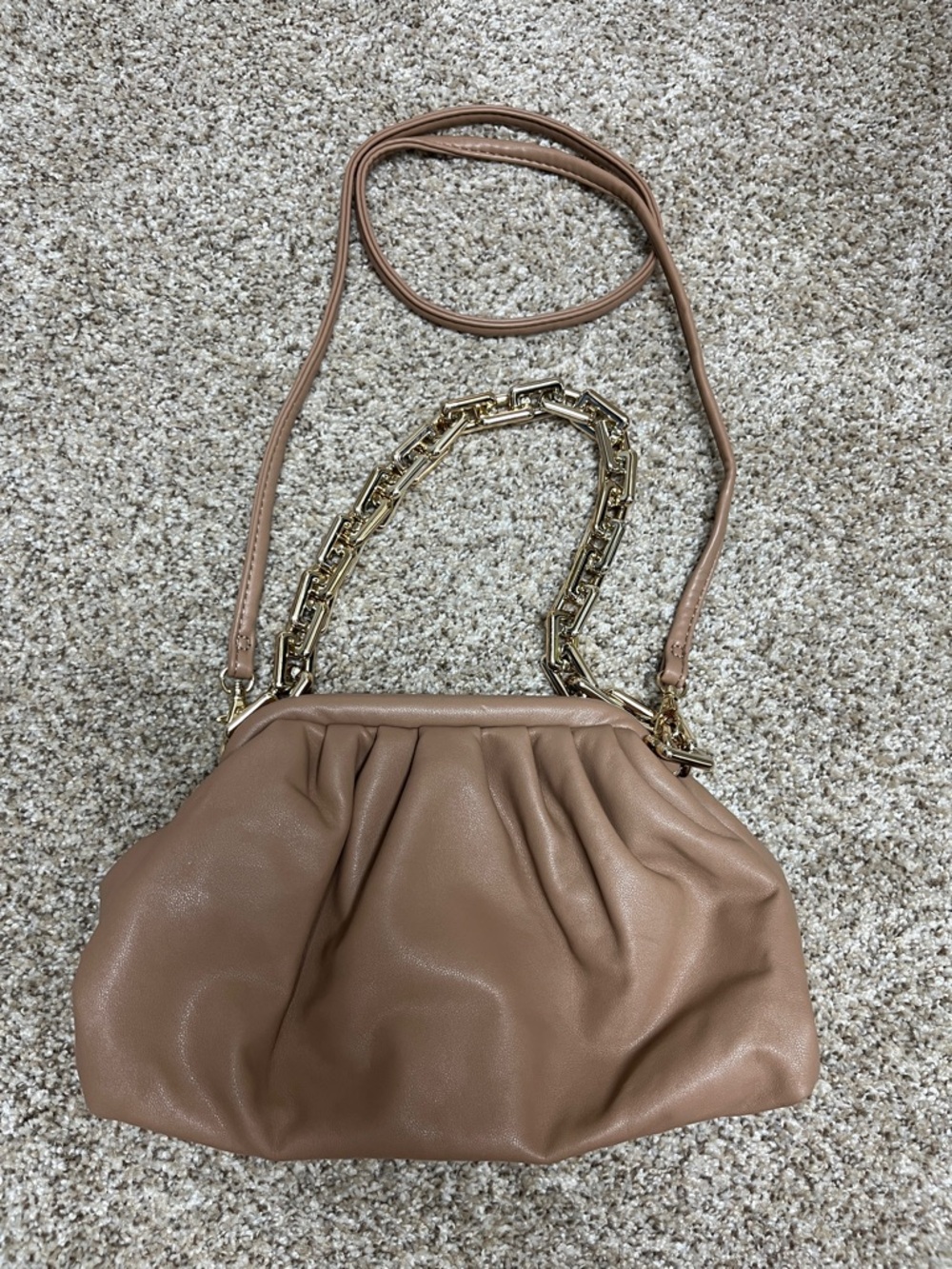 Vici Tan Shoulder Bag with Gold Chain Accent
